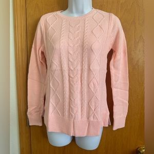 Karen Scott cable knit beautiful soft pink sweater PP